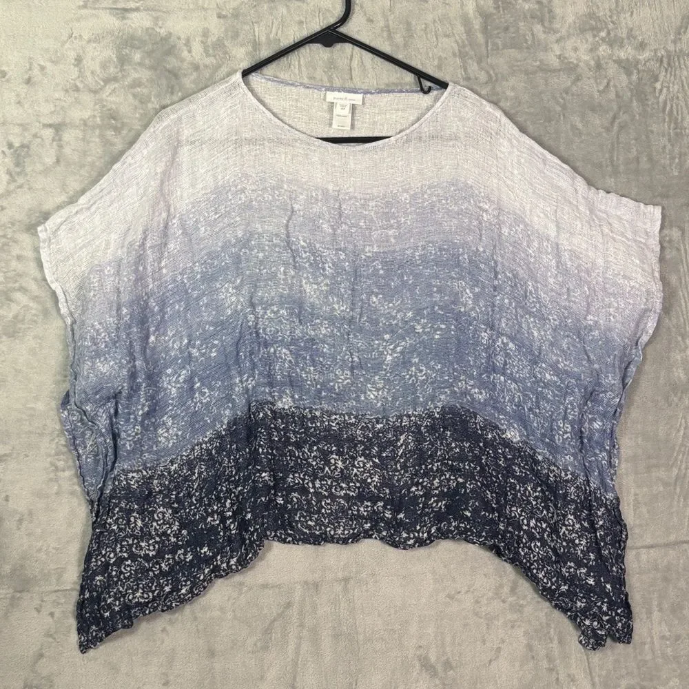 Pure jill J. Jill Linen Gray Blue Ombré Cropped Shoulder Wrap Overlay Size XS/S